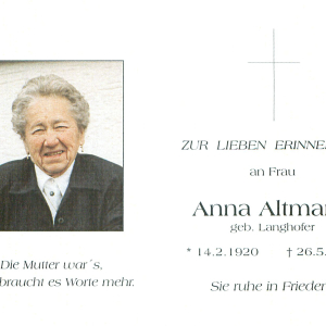 Altmann Anna geb. Langhofer