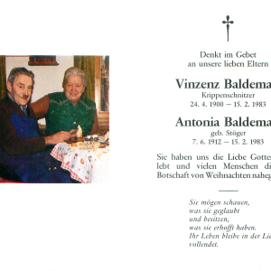 Baldemair Vinzenz, Antonia geb. Stoeger