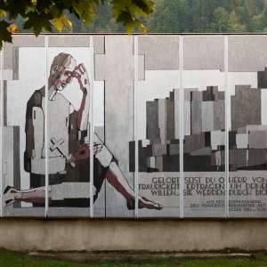 *Heiliger Franziskus* im Friedhof Süd Wörgl, 1995, Fresko 200 x 400 cm