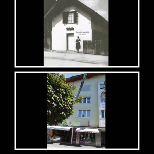 Schneck - Haus, Gestern-Heute, Ca. 1930 Schuherzeugung Ernst Schneck, Bahnhofstraße 39