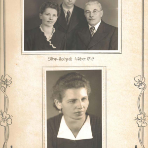 Silberhochzeit von Ehepaar Lentsch am 04.02.1949, in der Mitte späterer Cafebesitzer Heinrich Lentsch