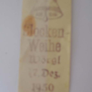Anstecker für die Glockenweihe 1950